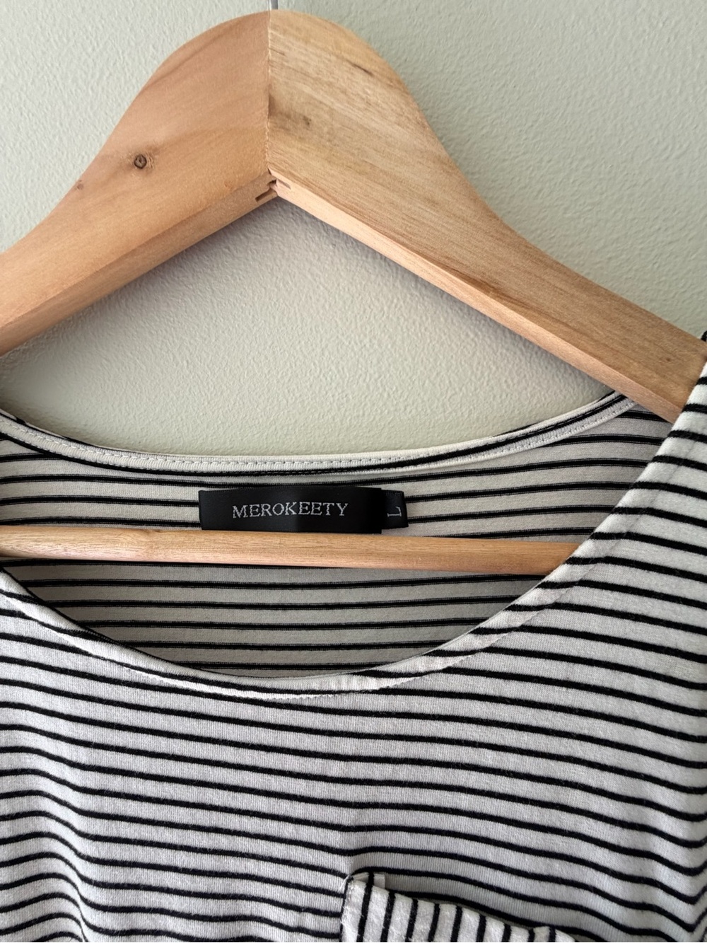 Striped Black & White Midi Dress with Pocket - Picture 4 of 7